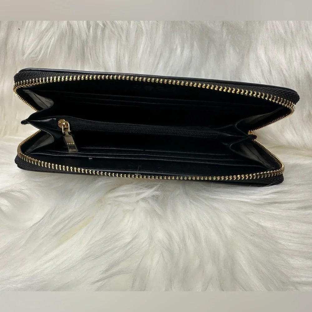 Bebe Elegant Black Wallet with Gold Accent